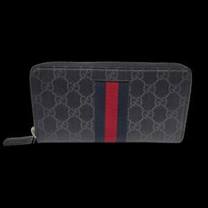 Gucci GG Supreme Round Web Long Zipper Wallet